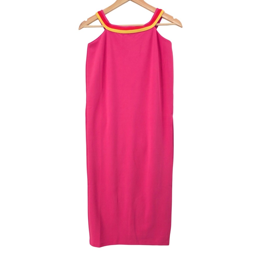 Hello Molly Womens 6 Pink Colorblock Halter Midi Dress NWT